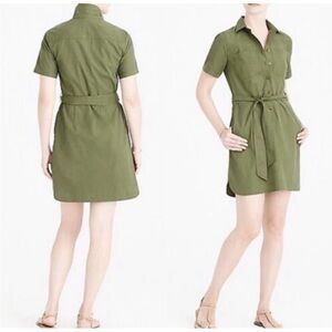J. Crew Army Green Utility Button Up Shirt Dress Pockets Women’s Size 6